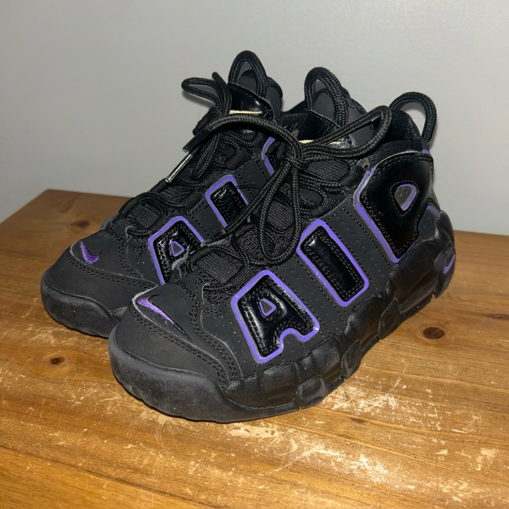 Nike Air More Uptempo Black & Purple Basketball Shoes DX5955-001 Kids Size 13.5C